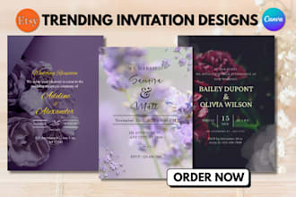 design custom wedding invitation card birthday digital invitation canva template