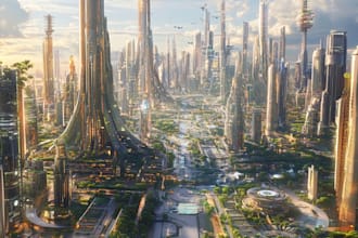 do cyberpunk scifi futuristic city no ai use