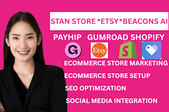 customize and setup gumroad payhip store stan store etsy digital product design