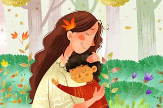 create custom whimsical children book illustrations