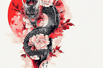 create your japanese custom tattoo design and illustration