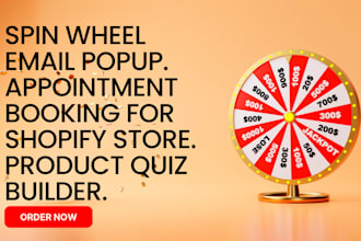 setup spin wheel email popup, appointment booking store, product quiz builder