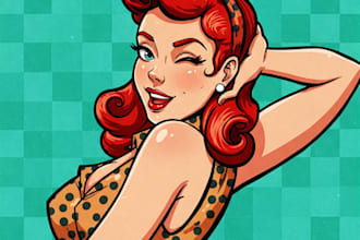 paint pin up and cartoon illustrations