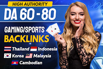 high authority da 60 to 80 thai indo korea gaming sports dofollow seo backlinks