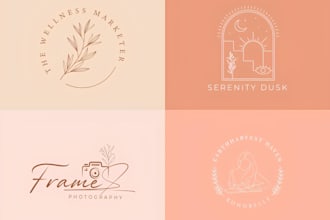design custom hand drawn floral botanical boho feminine logo