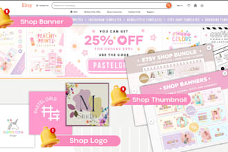 do etsy shop banner, etsy shop logo, etsy shop kits or etsy shop branding