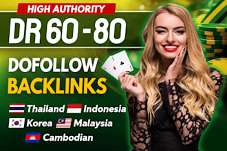 do high DR 60 to 80 thailand indonesia korea malay dofollow SEO backlinks