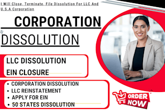 close USA corporation, dissolve US llc, file dissolution, close ein, get itin