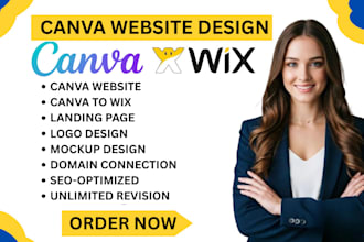 create any canva website design, canva landing page migrate canva to wix mockup