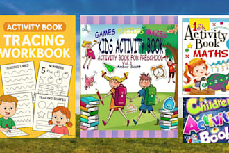 custom kids activity book worksheets tracing coloring pages and cover design kdp