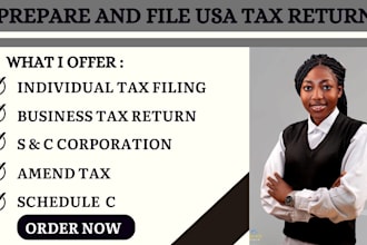 prepare and file US tax returns, amended tax, form 1040, 1120, 1065, 5472