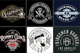 design vintage, emblem, stamp, badge and barber shop logo or any graphic design