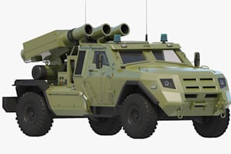 adjust mcpherson front,3dmilitary vehicle,rocket launcher,armortank model,glb ca