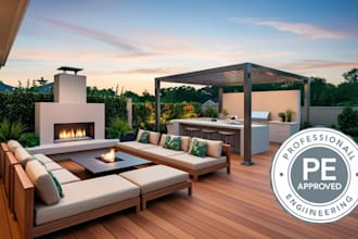 design custom outdoor living spaces for residential homes and pe stamp approval