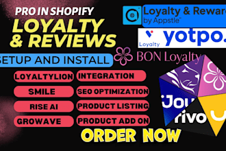 setup shopify loyalty rewards smile rise ai rivo joy yotpo loyaltylion growave