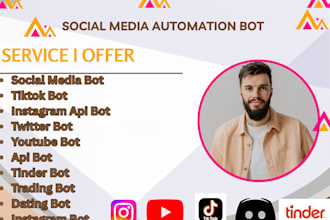 develop automated social media api bot, twitter api bot, tiktok auto follow bot
