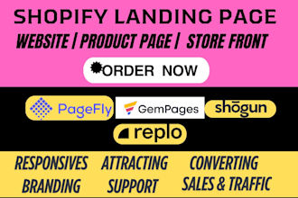 design shopify shogun gempage replo pagefly landing page build shopify website