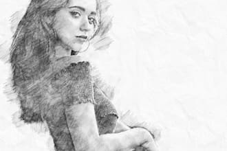 draw a realistic hand drawn pencil portrait from your photo
