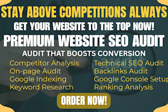 do website SEO audit report, competitor analysis, keyword research technical