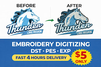 digitize image for embroidery digitizing in a few hours