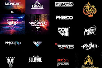 do minimalist dj,music, band, metal, edm, custom font logo or any graphic design