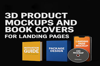 design eye catching 3d product mockups book covers for landing pages