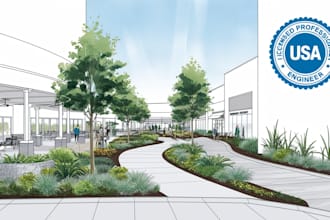 do landscape planning for retail centers with pe stamp usa licensed for approval