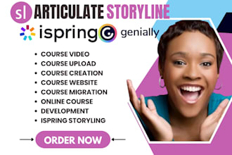 design interactive elearning courses in ispring, articulate, rise 360, genially
