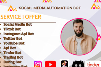 develop automated tiktok bot, live streaming bot, instagram api bot, twitter bot