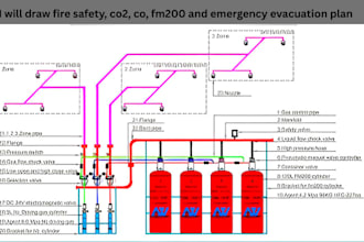 draw fire safety co2 co fm200 and emergency evacplanuation plan