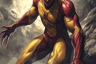 create concept art superhero character design for comics