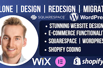 design wix shopify wordpress woocommerce elementor pro squarespace website seo