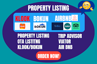 list and optimize your property on klook, bokun tripadvisor viator airbnb vrbo