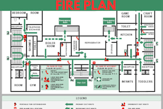design fire safety plan evacuation route fire hydrant for city permit approval