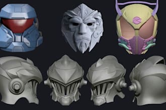 3d game helmet, cosplay helmet, movie helmet design full body armor 3d printing