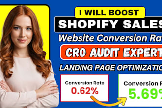 boost shopify sales, cro audit website conversion rate landing page optimization