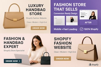 design shopify fashion handbags wallets travel bags store ecommerce website