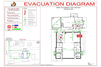 design evacuation route, fire safety plan, fire alarm , hydrant sprinkler system