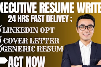 create you executive resume, cover letter, linkedin opt