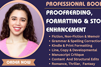 do book editing, proofreading, formatting, memoir, fiction, and romance