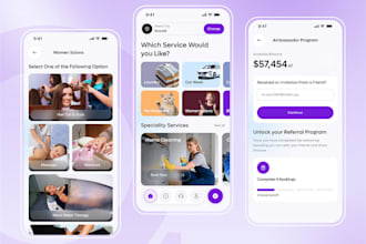 develop job portal app, laundry app, home cleaning service app, car wash app