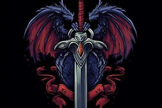 draw unique medieval, fantasy, rpg, mmorpg game title logo