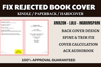 fix, edit, resize, rejected book cover for amazon kdp, book cover formatting