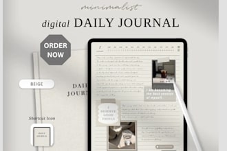 design custom digital journal, goodnotes planner digital notebook, journal