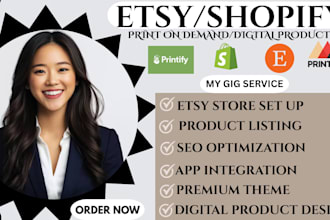 etsy shopify print on demand etsy print on demand, printify gelato etsy shop seo