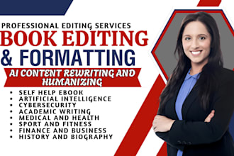 rewrite, proofread, humanize ai content, book editing, ebook, novel, copy editor