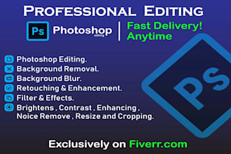 do photoshop editing, retouching, image resize, and background remove