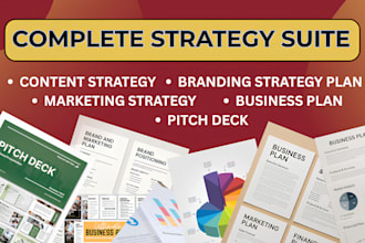 create content strategy, marketing plan, branding strategy plan, and pitch deck