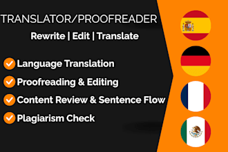 translate and proofread your books from spanish, italian, french to english