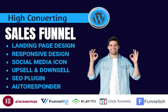 wordpress elementor landing page clickfunnels gohighlevel systemeio sales funnel